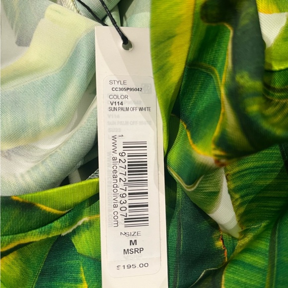 NWT alice + olivia Cindy Classic Cropped Crop T-Shirt Tee Shirt Sun Palm Green M - Picture 3 of 4